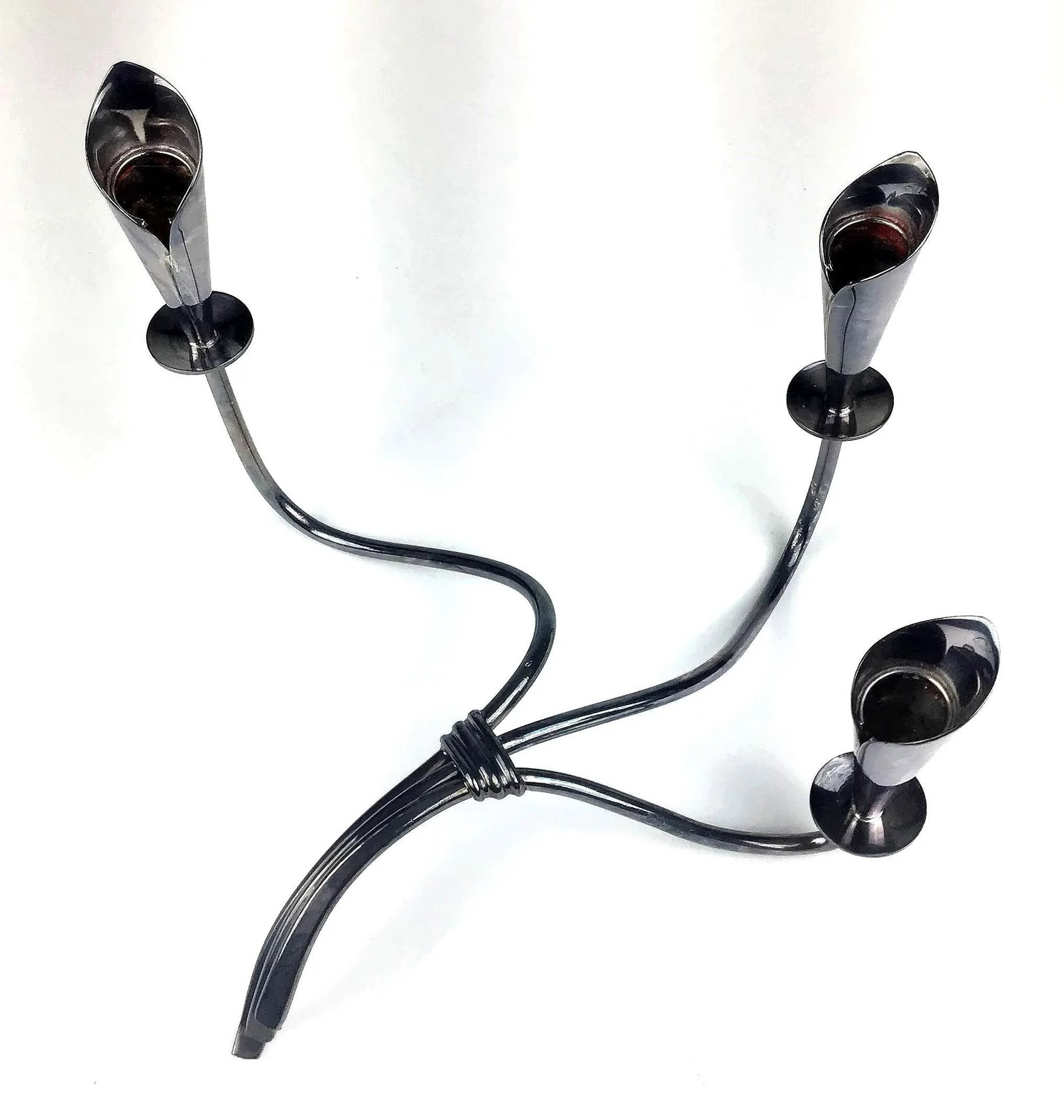 1970s Hans Jenson Silver Mid Century Modern Candle Holders - 2