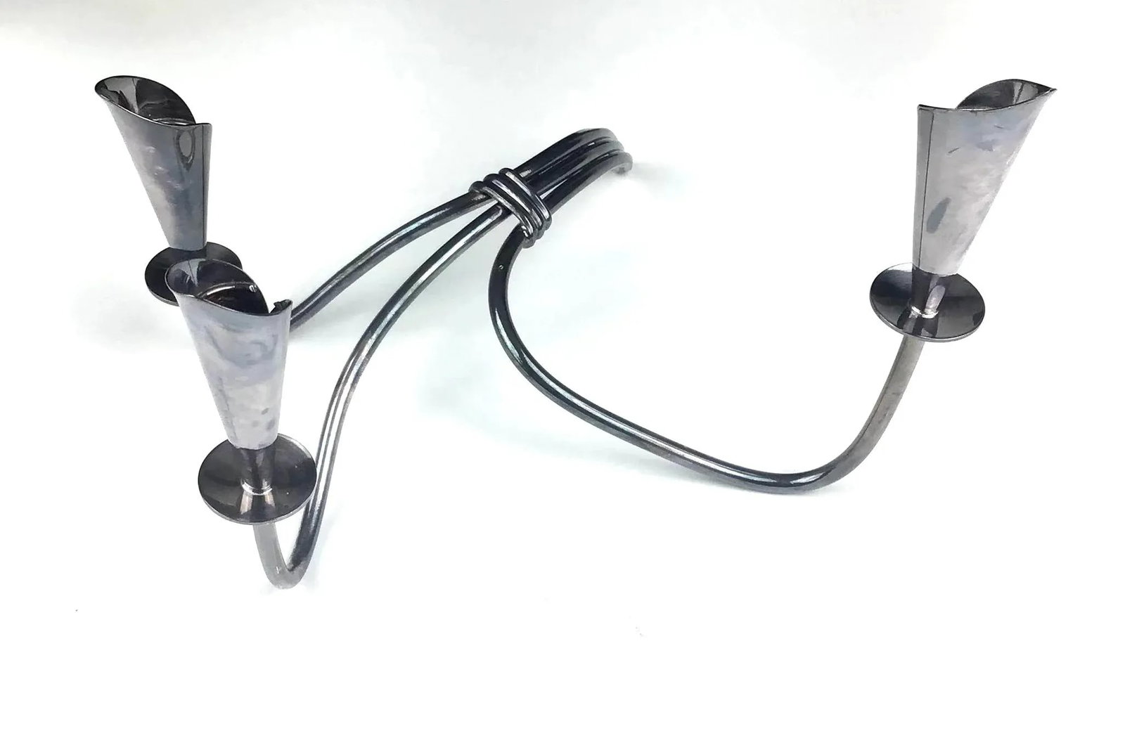 1970s Hans Jenson Silver Mid Century Modern Candle Holders - 4