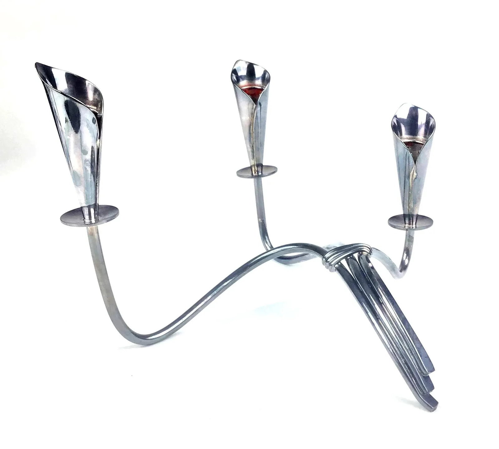 1970s Hans Jenson Silver Mid Century Modern Candle Holders - 6