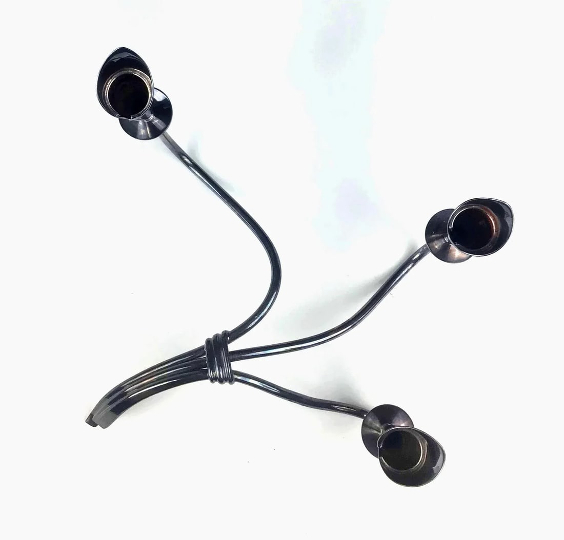 1970s Hans Jenson Silver Mid Century Modern Candle Holders - 7