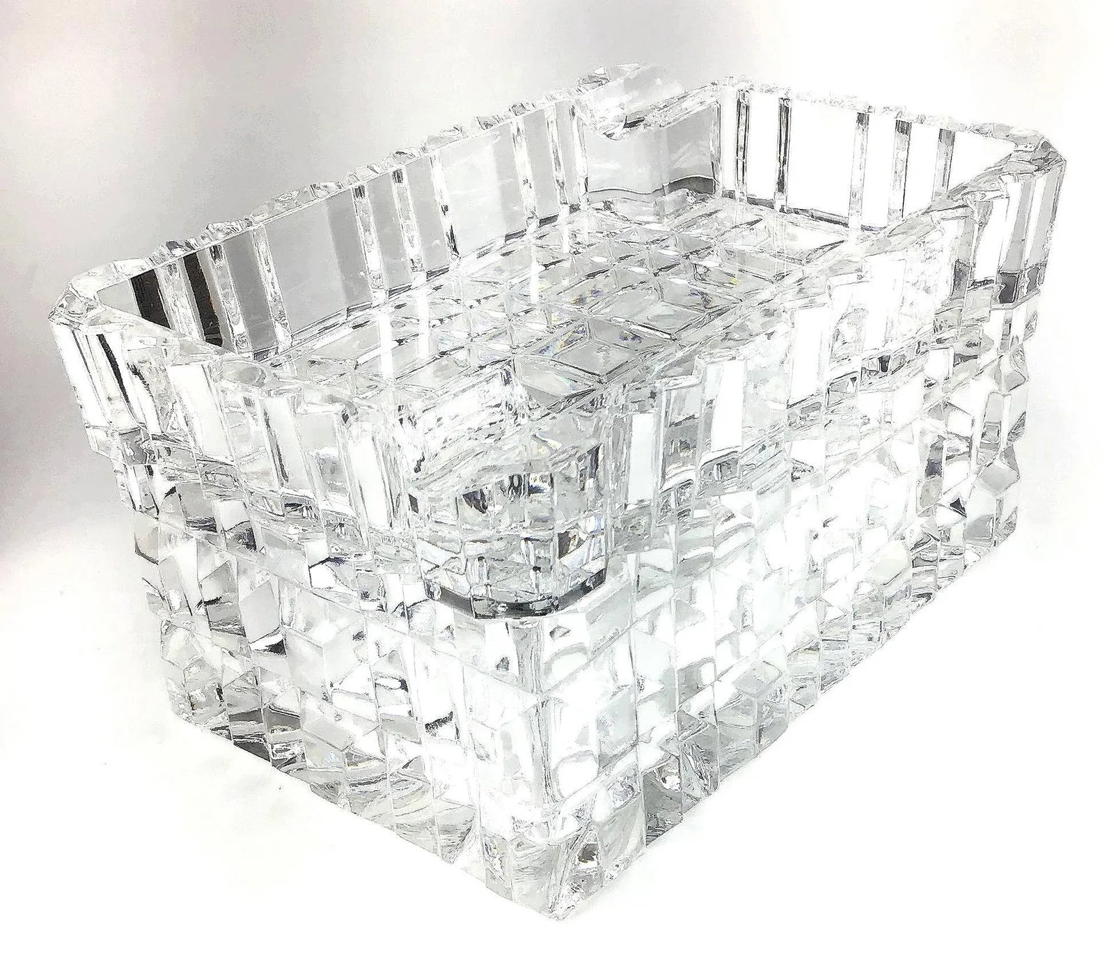 1990s Mid Century Cut Crystal Ashtray Cigarette Case Set - Set of 2 - 13