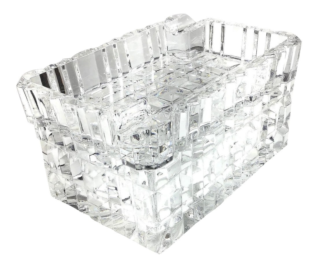 1990s Mid Century Cut Crystal Ashtray Cigarette Case Set - Set of 2: Fabulous set of an ashtray sitting on top of a matching box. You will certainly enjoy smoking from this set no matter what your choice of tobacco is. It's in perfect condition with no issues or any