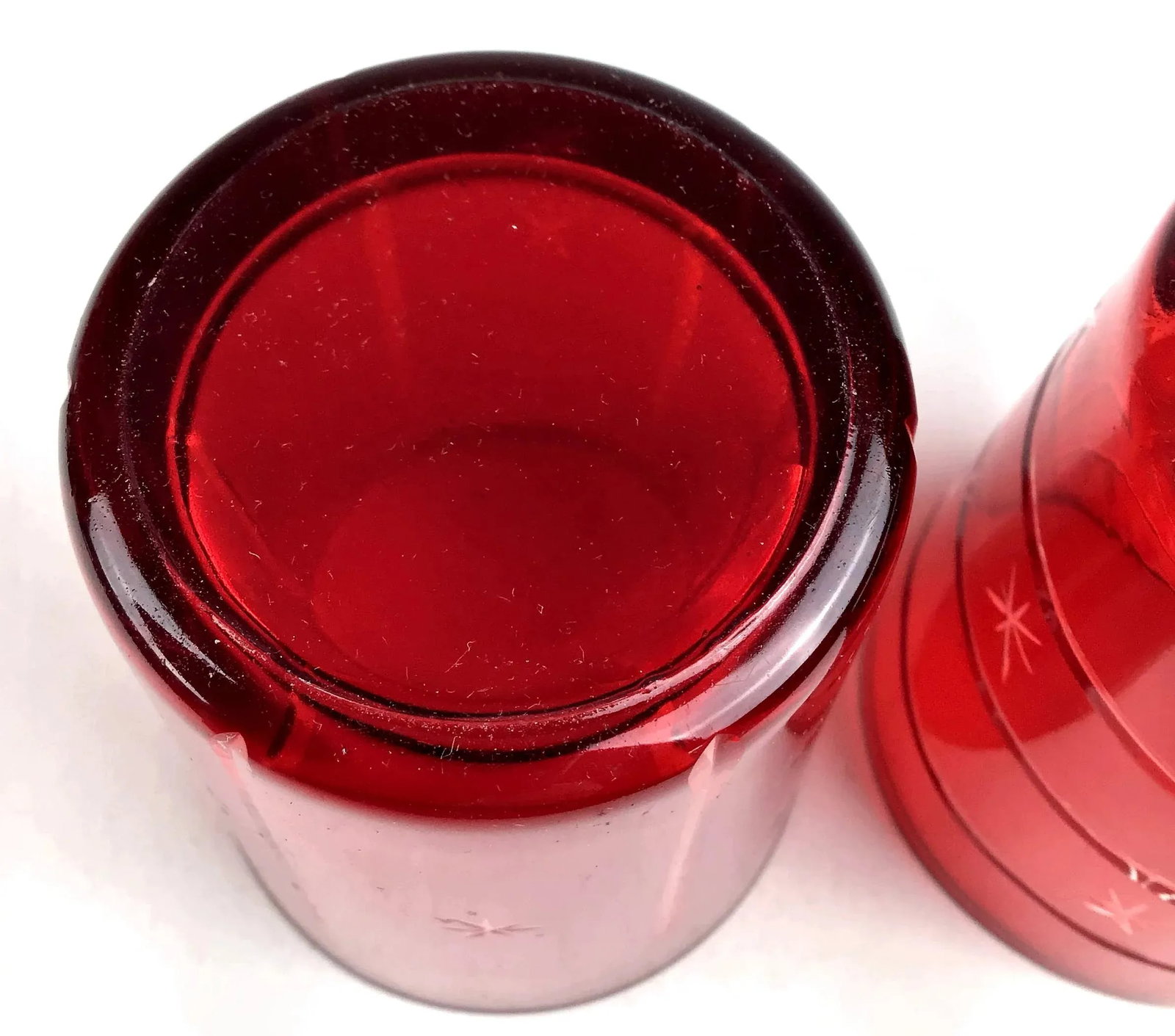 1990s Red Festive Star Themed Large Shot Glasses - a Pair - 7