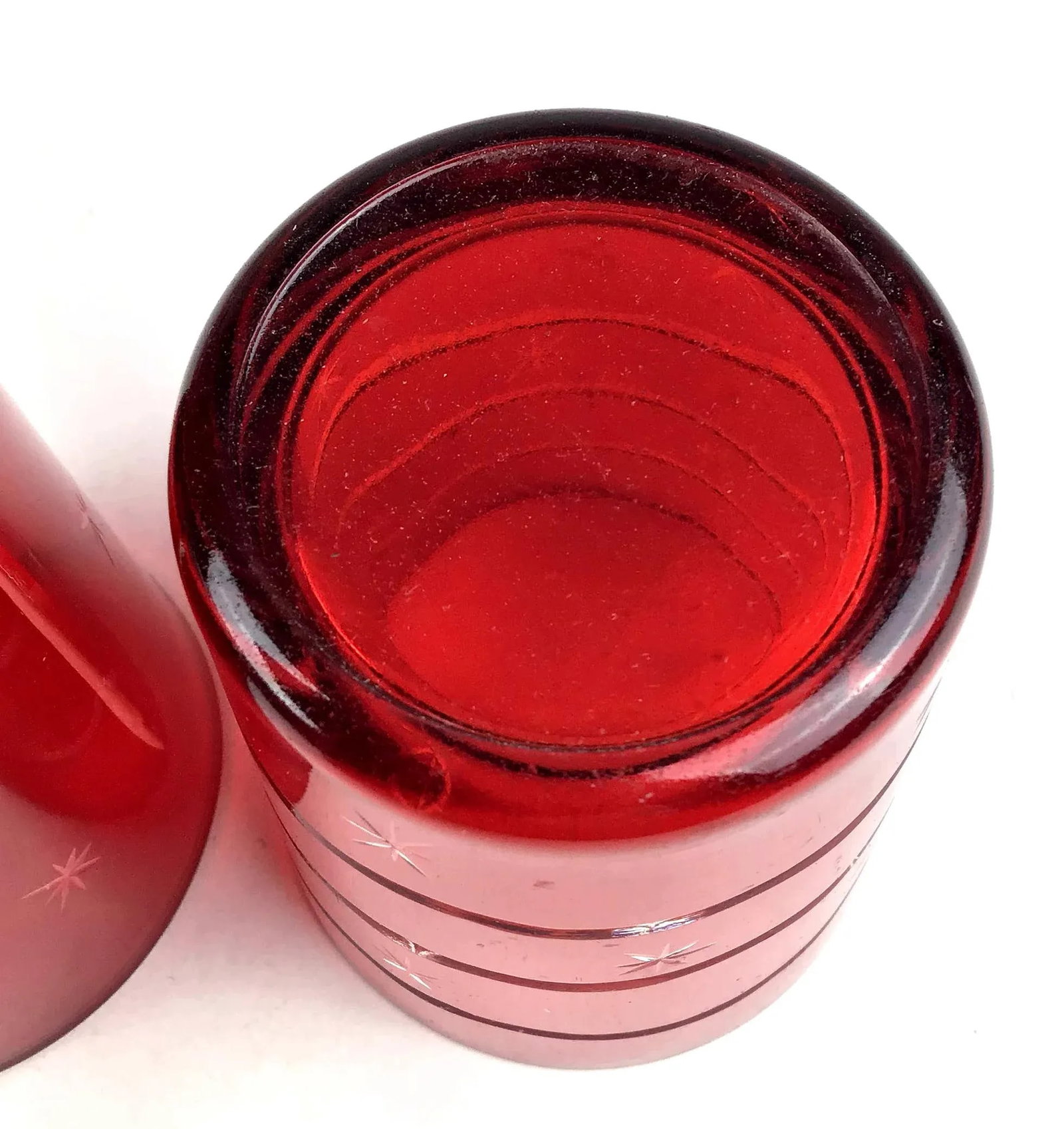 1990s Red Festive Star Themed Large Shot Glasses - a Pair - 8