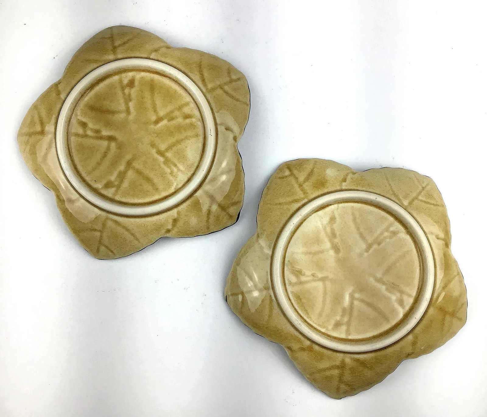 Vintage Porcelain Maple Leaf Trinket Plates - a Pair - 7