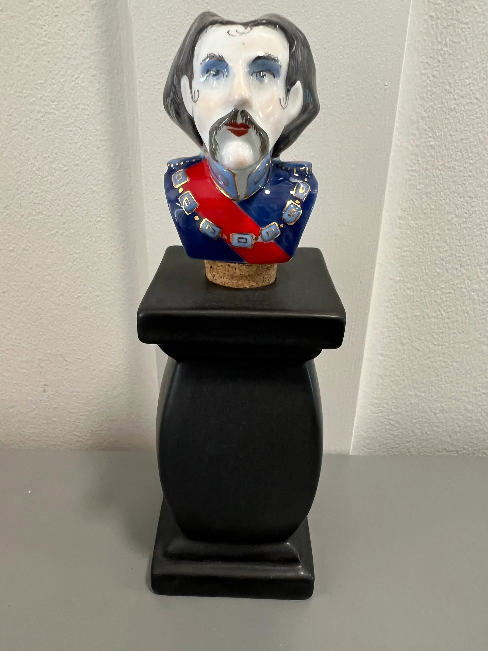 German Officer or Nobleman Porcelain Wine Stopper With Stand - 2