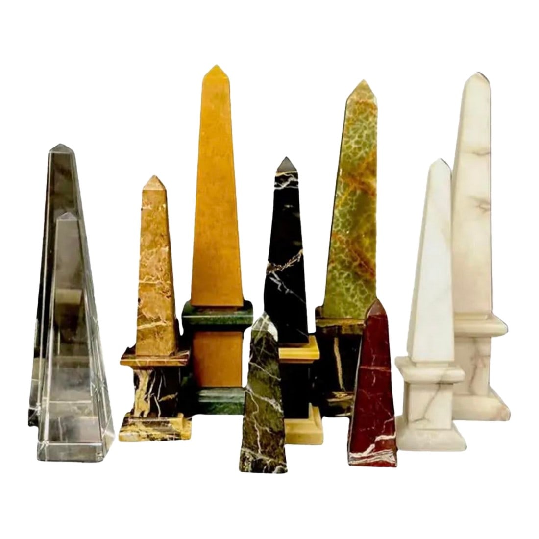 Decorative Obelisks in Varied Stone and Crystal, Set of Ten (1 of 6)