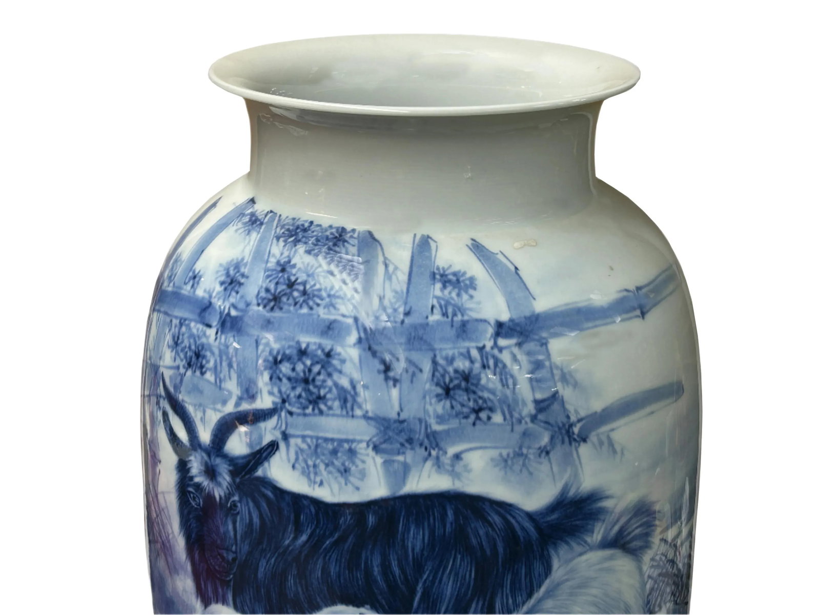 Chinese Blue White Handpaint San Yang Kai Tai Scenery Porcelain Vase - 12