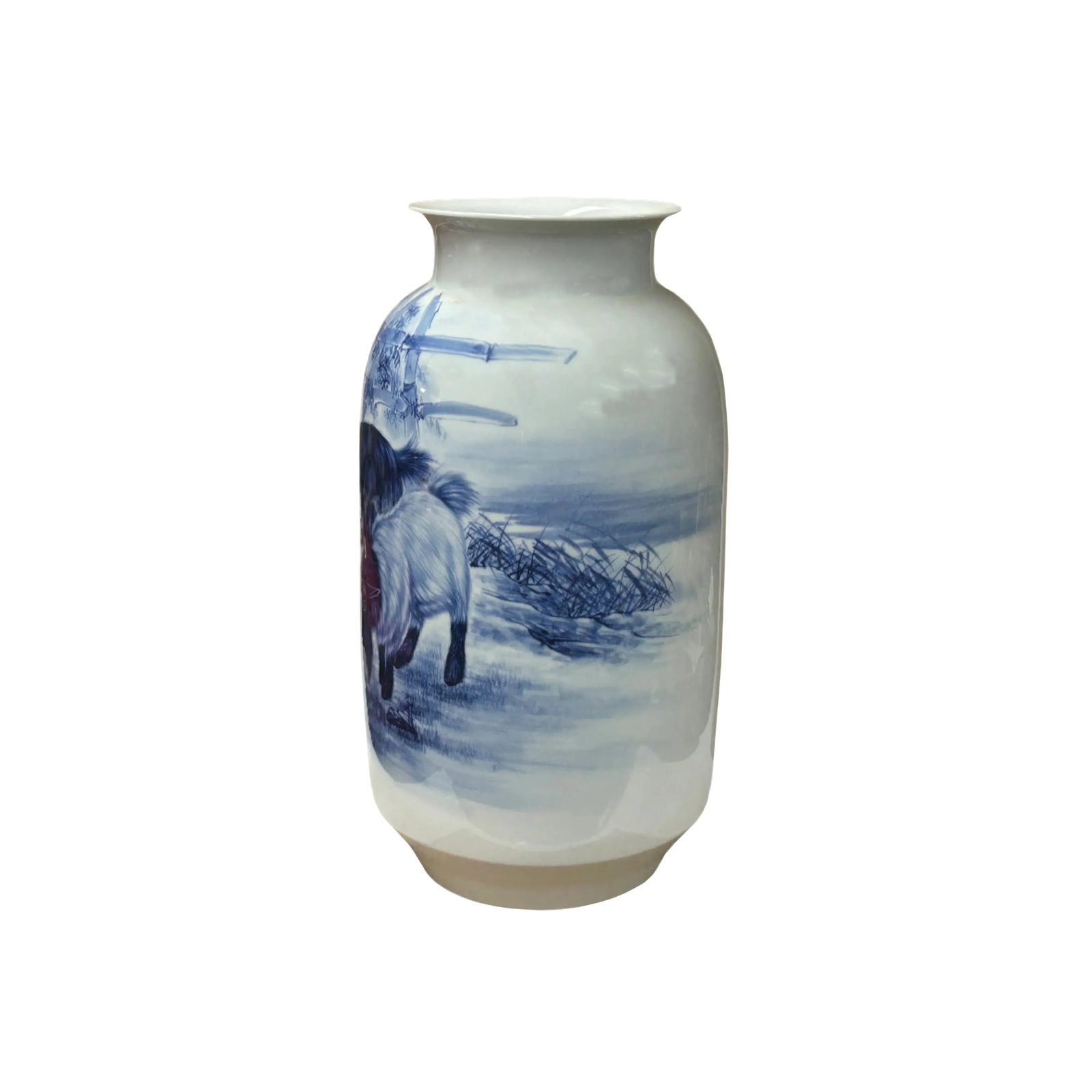 Chinese Blue White Handpaint San Yang Kai Tai Scenery Porcelain Vase - 4