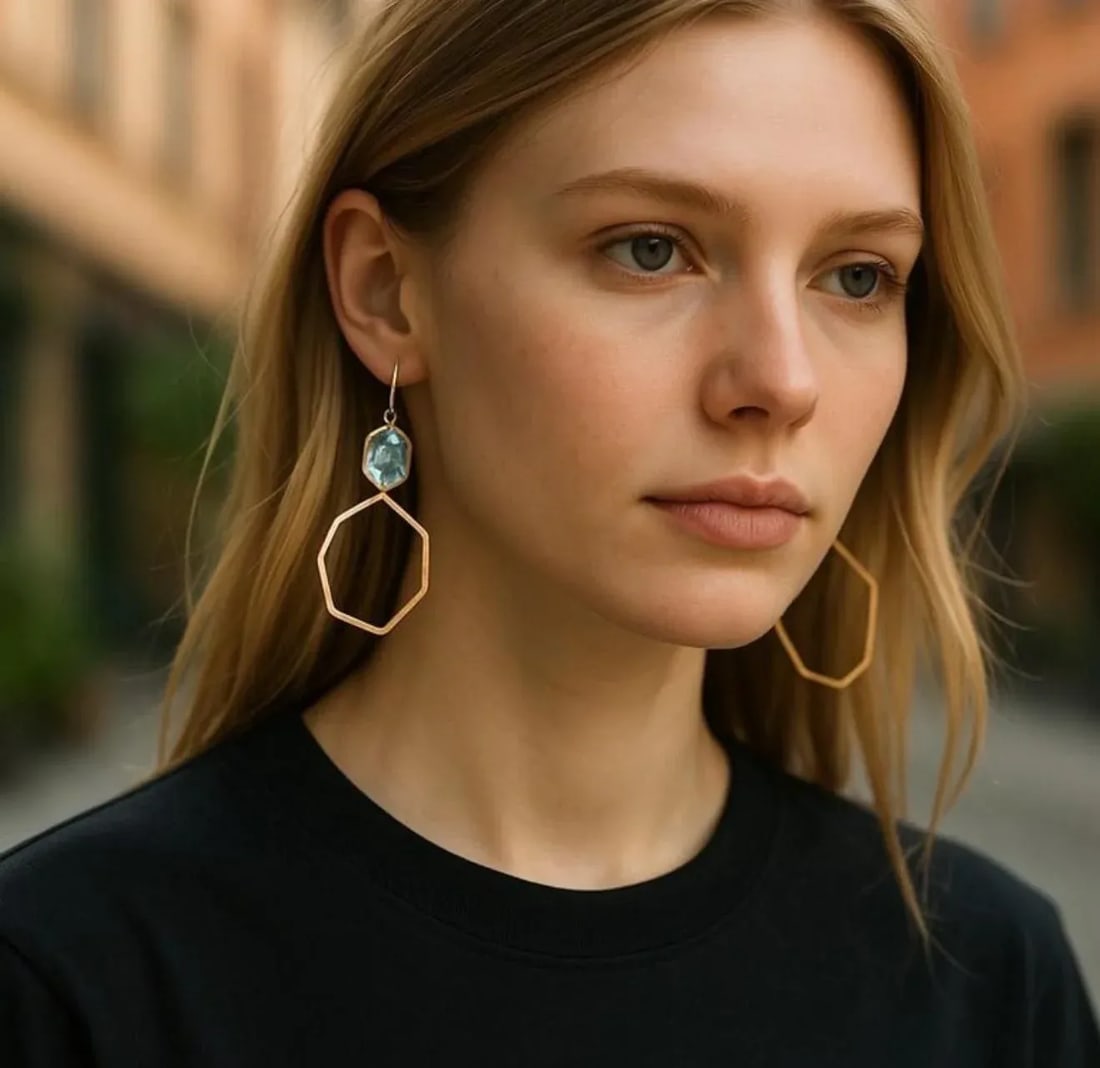 Ippolita 18k Yellow Gold Blue Topaz Statement Drop Earrings 3 Inch Long, A Pair - 2