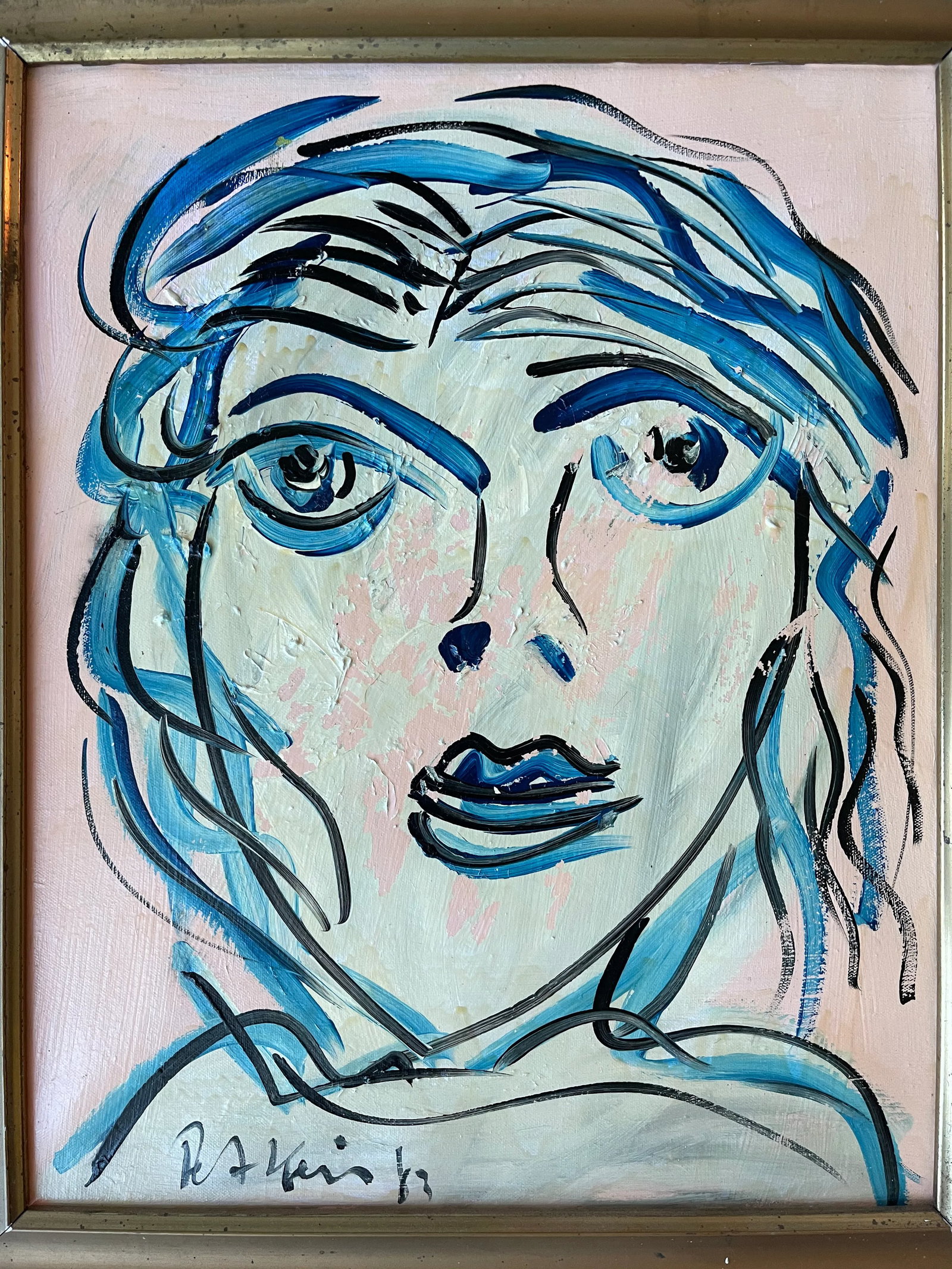 Late 20th Century Abstract Expressionist Portrait Acrylic Painting by Peter Keil, Framed - 2