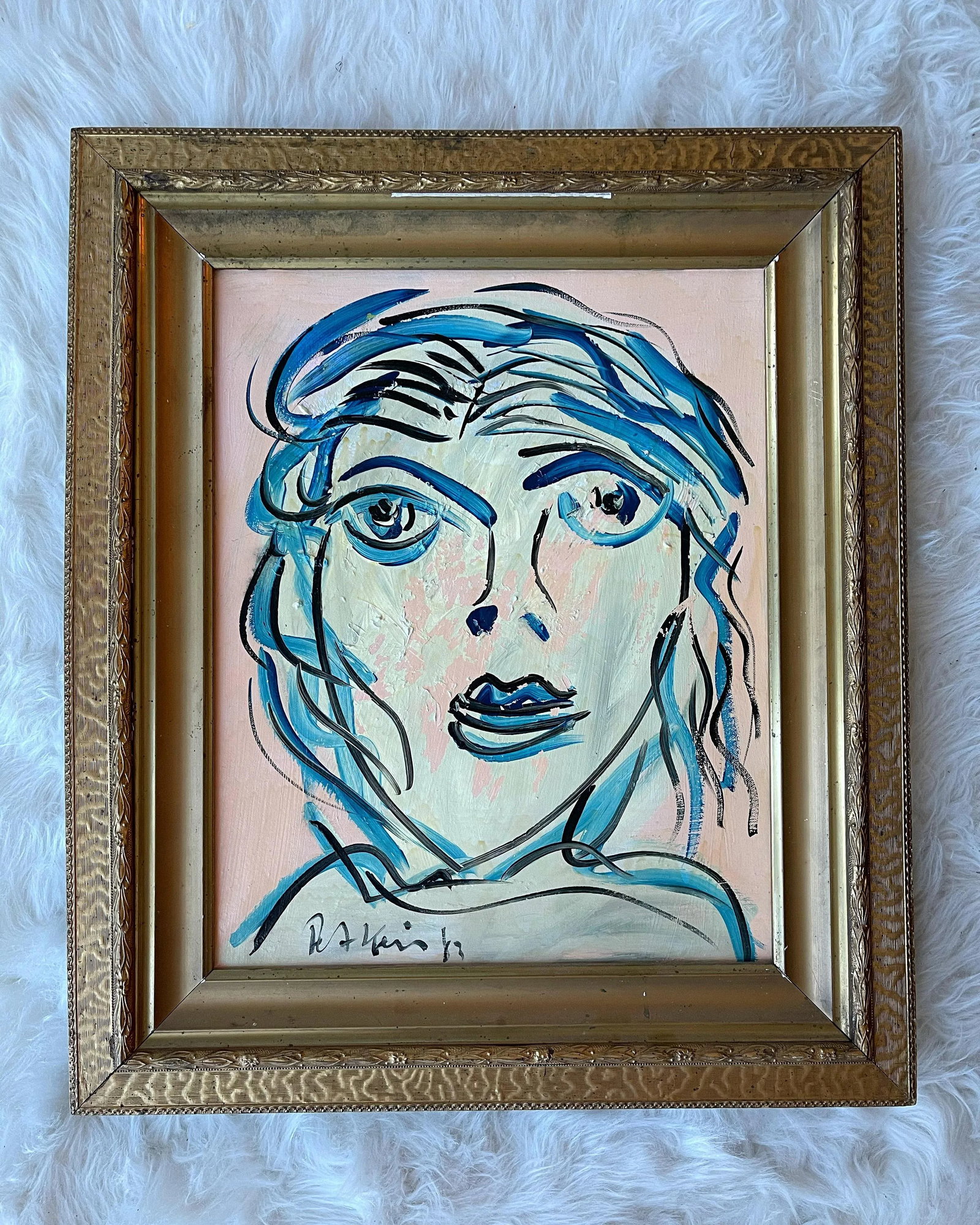 Late 20th Century Abstract Expressionist Portrait Acrylic Painting by Peter Keil, Framed - 7