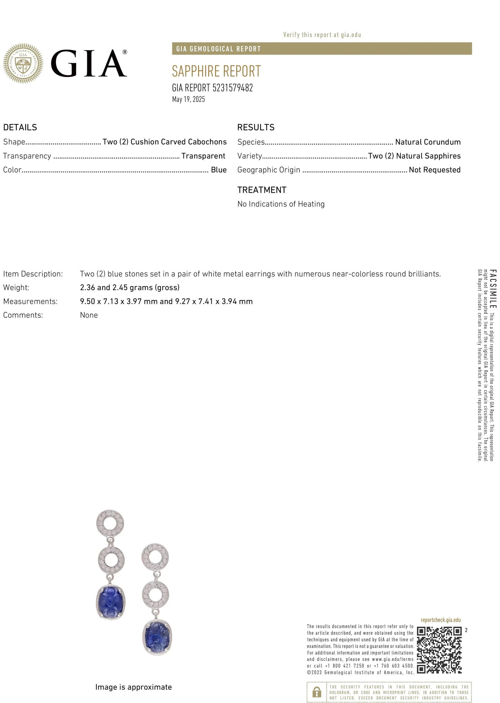 Diamond Circle Drop Gold Earrings With GIA-Certified No-Heat Burma Sapphires, A Pair - 4