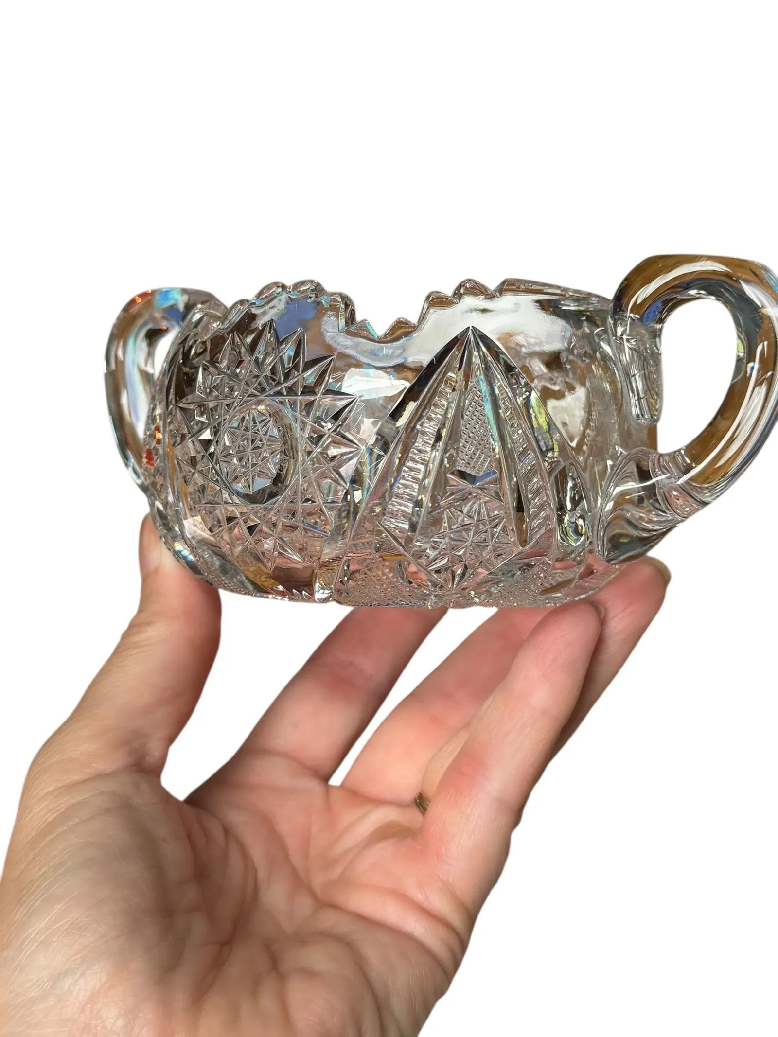 Antique Crystal Pitkin & Brooks Sugar Bowl American Brilliant Period - 5