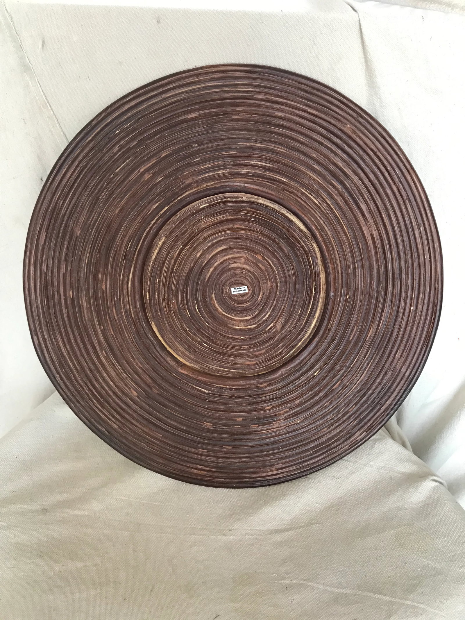 Vintage 1970s Coiled Bent Bamboo Pencil Reed Bowl & Plate - Pair - 6