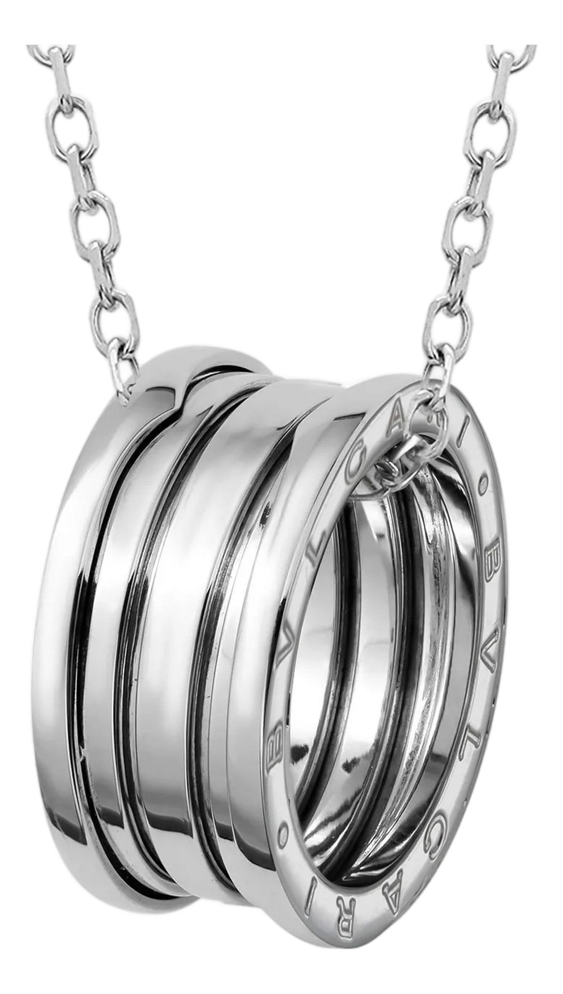 Bvlgari B.Zero1 18k White Gold Pendant Necklace 18 Inch Long: A Contemporary Icon of Italian Sophistication Elevate your day-to-day style with this Bvlgari B.Zero1 Pendant, crafted in 18K white gold and inspired by the brand's signature architectural aesthetic.