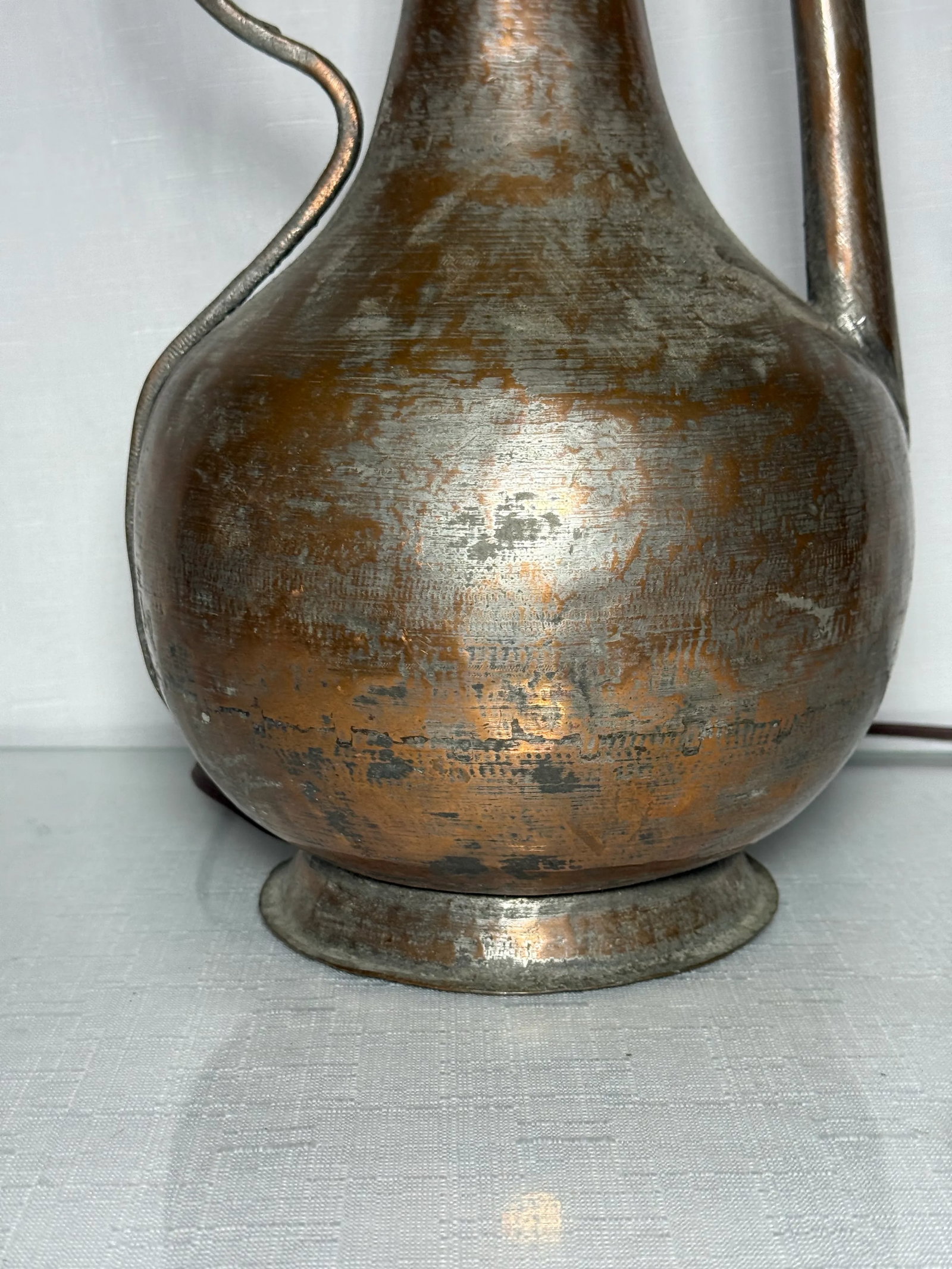 Antique Middle Eastern Copper Ewer Table Lamp - 19th Century Ottoman Craftsmanship - 9