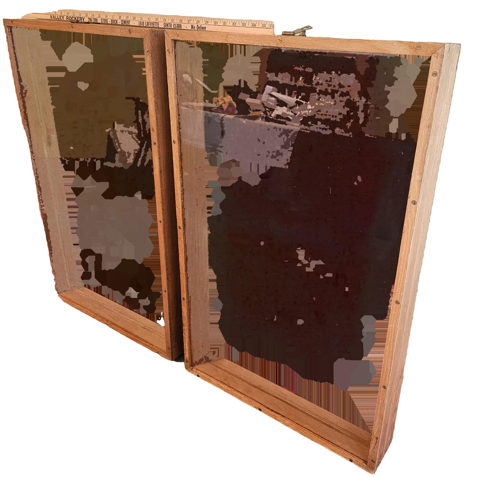 1970s Pair of 2 Rustic Hardwood Hand Made Portable Jewelry Toys Tabletop Display Cases Cabinets - 2