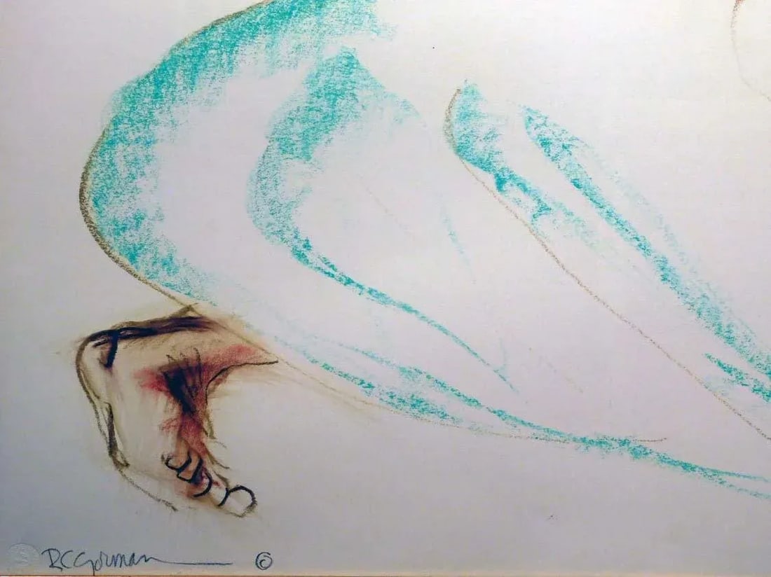 Rc Gorman "Untitled"green Skirt Original Pastel W/New Custom Frame Rc031409-02 - 4