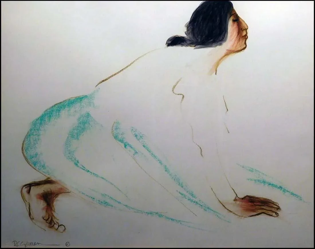 Rc Gorman "Untitled"green Skirt Original Pastel W/New Custom Frame Rc031409-02 - 5