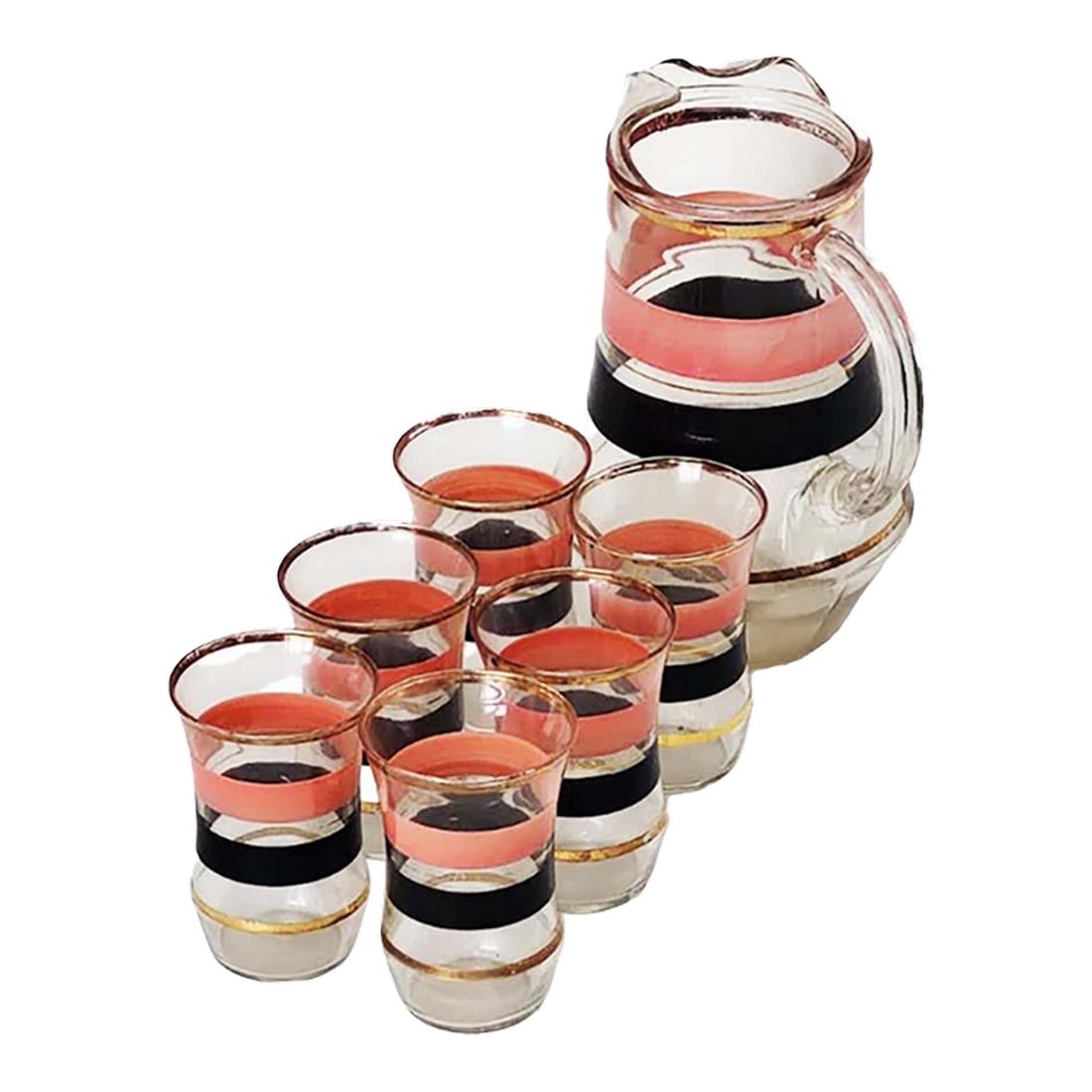 Vintage MCM Fire King Glassware Set - Pitcher & 6 Juice Glasses (1 of 4)