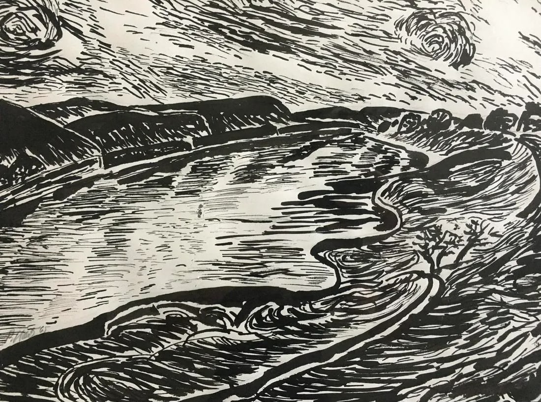 1960s "Palma De Mallorca" Black and White Pencil Drawing by Peter Keil, Framed - 3