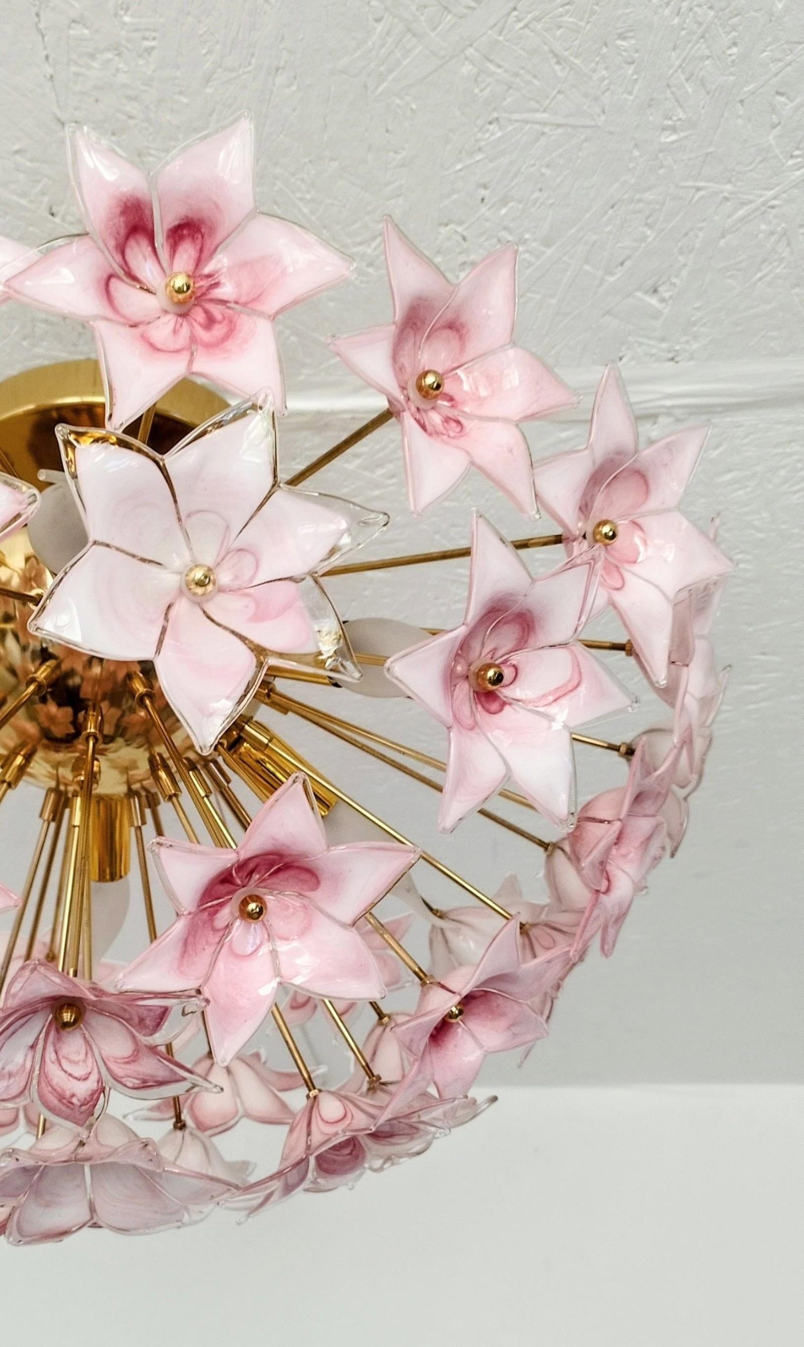Pink Murano Styled Sputnik Flush Mount Chandelier - 5