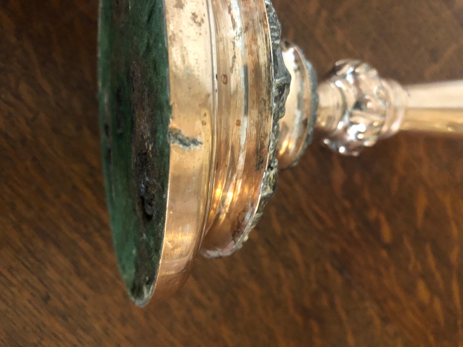 Antique Late 19th Century Arts and Crafts Silver Over Copper Candlesticks - a Pair - 4