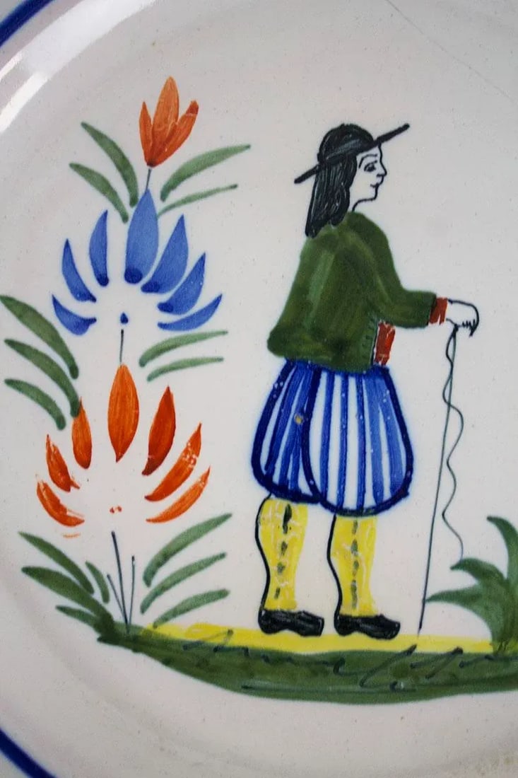 Vintage Henriot Quimper France Faience Dinner Plate Breton Man - 5