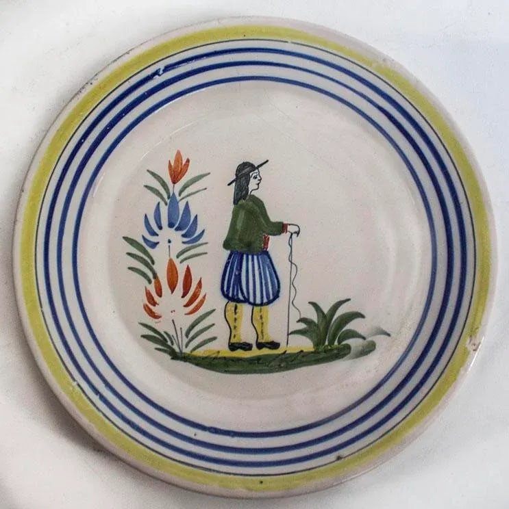 Vintage Henriot Quimper France Faience Dinner Plate Breton Man - 7