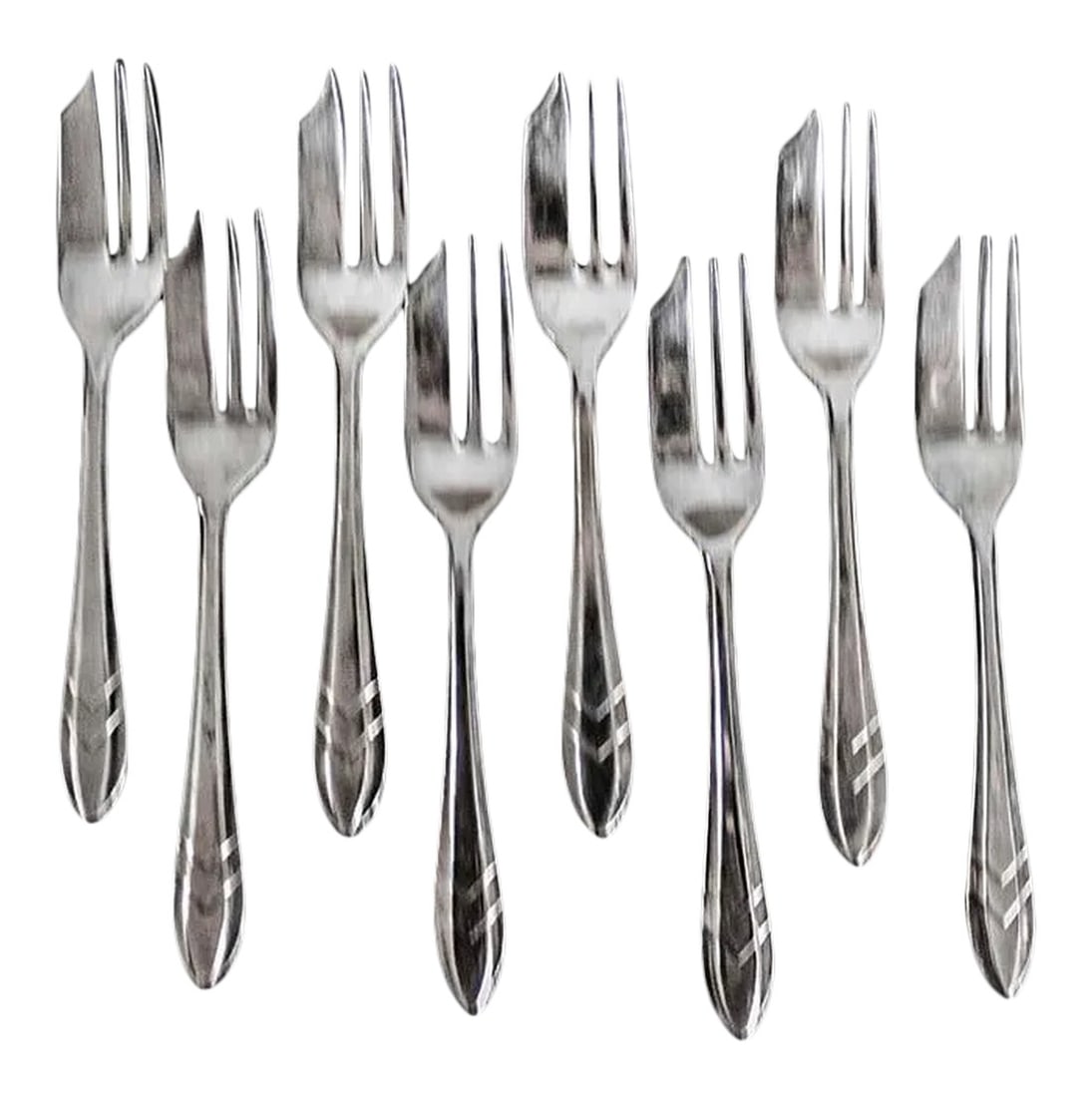 Vintage Sheffield Silver Plated Dessert Pastry Forks - Set of 8: Set of 8 Sheffield Dessert/Pastry forks. Marked "MS Ltd, EPNS, Sheffield England". Measure 5" long. Condition: Alterations: Original Condition Unaltered Imperfections: Some Imperfections