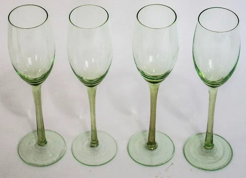1960s Mid-Century Modern Tiffin Green Champagne Glasses - Set of 4 - 2