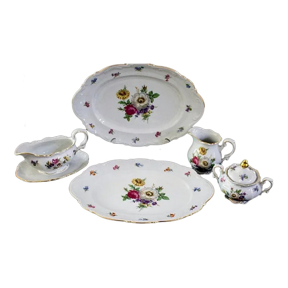 1960s Traditional Mitterteich China Meissen Floral Pattern - 5 Serving Pieces (1 of 6)