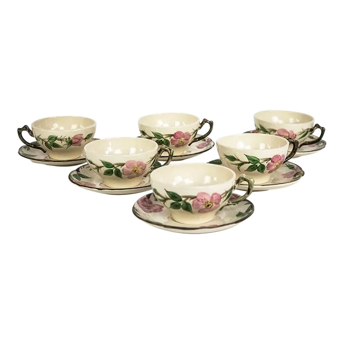 1960s Mid Century Modern Franciscan Desert Rose China - Set 6 Cups & Saucers - 12pcs (1 of 5)