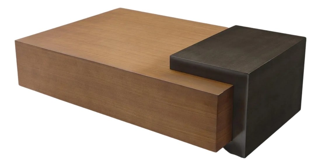 Modern Greg Sheres Style Walnut and Bronze Cocktail Table (1 of 5)