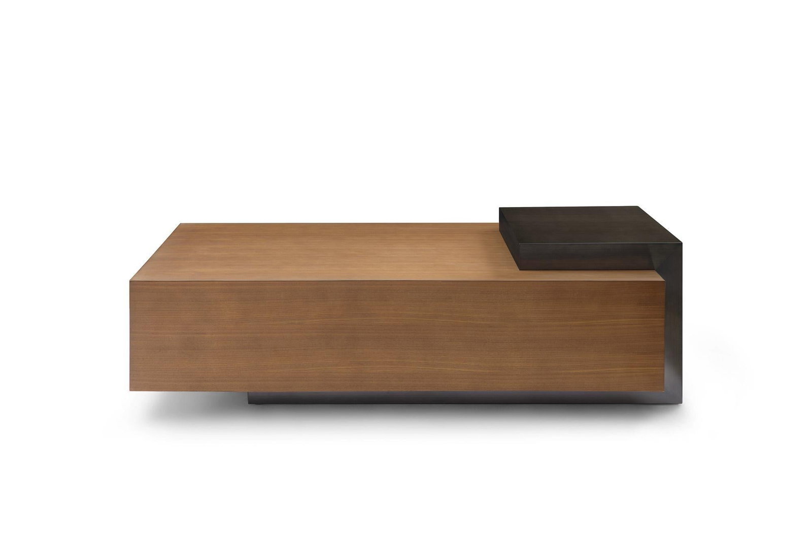 Modern Greg Sheres Style Walnut and Bronze Cocktail Table - 2