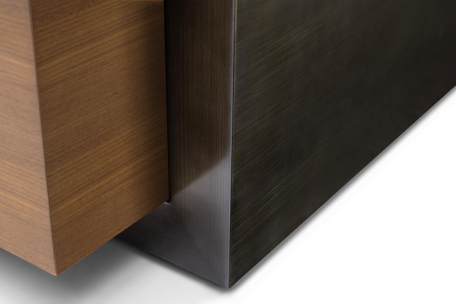 Modern Greg Sheres Style Walnut and Bronze Cocktail Table - 4