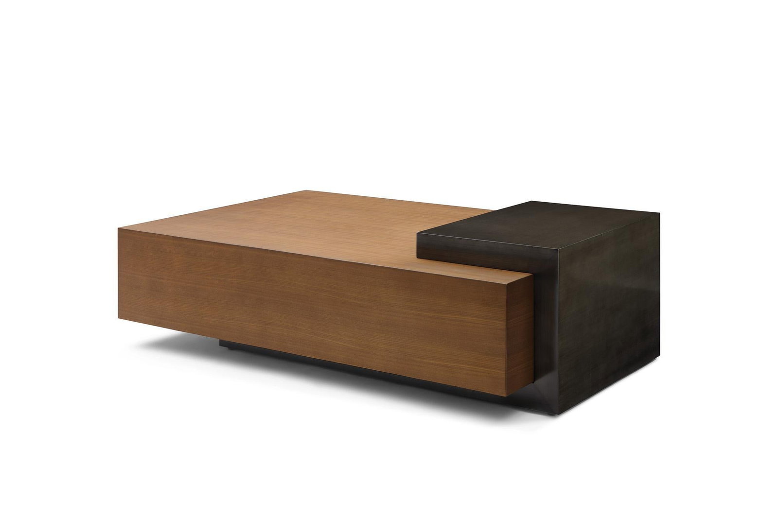 Modern Greg Sheres Style Walnut and Bronze Cocktail Table - 5