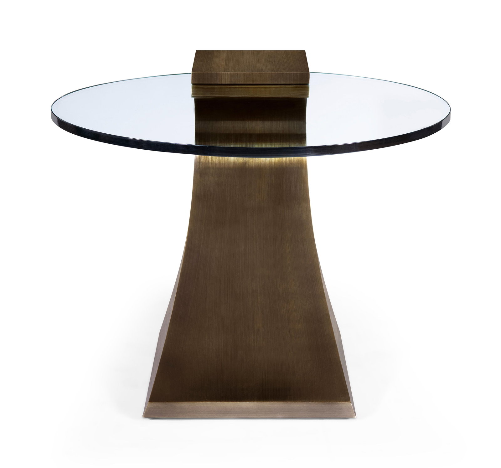 Modern Greg Sheres Style Bronze Lamp Table with Oval Glass Top - 3