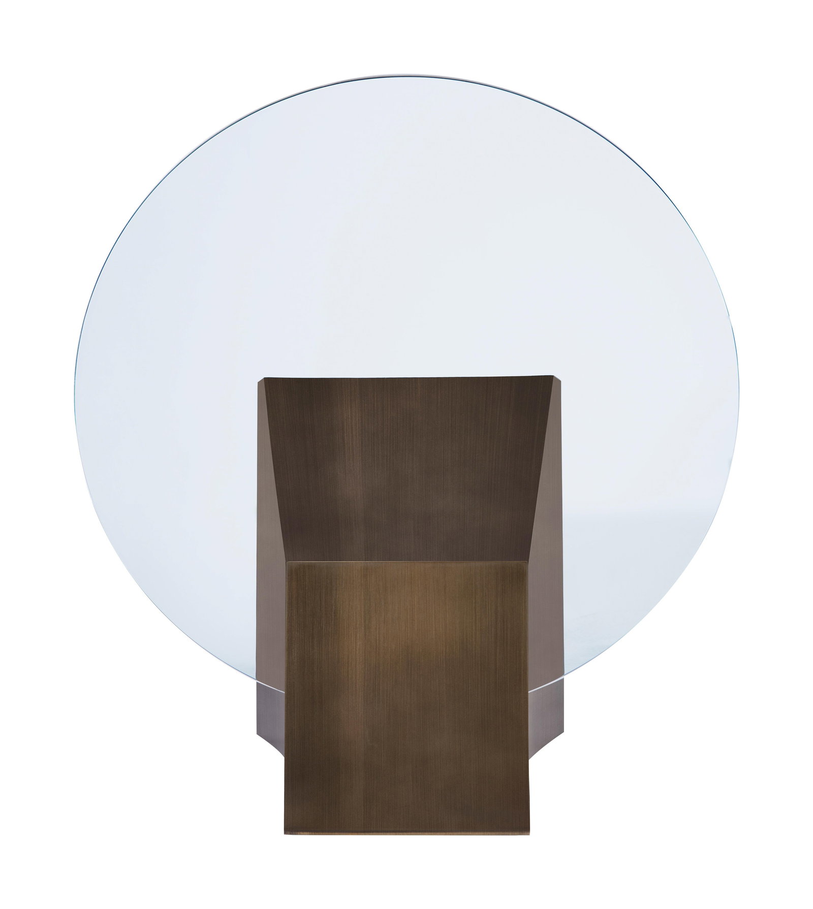 Modern Greg Sheres Style Bronze Lamp Table with Oval Glass Top - 4