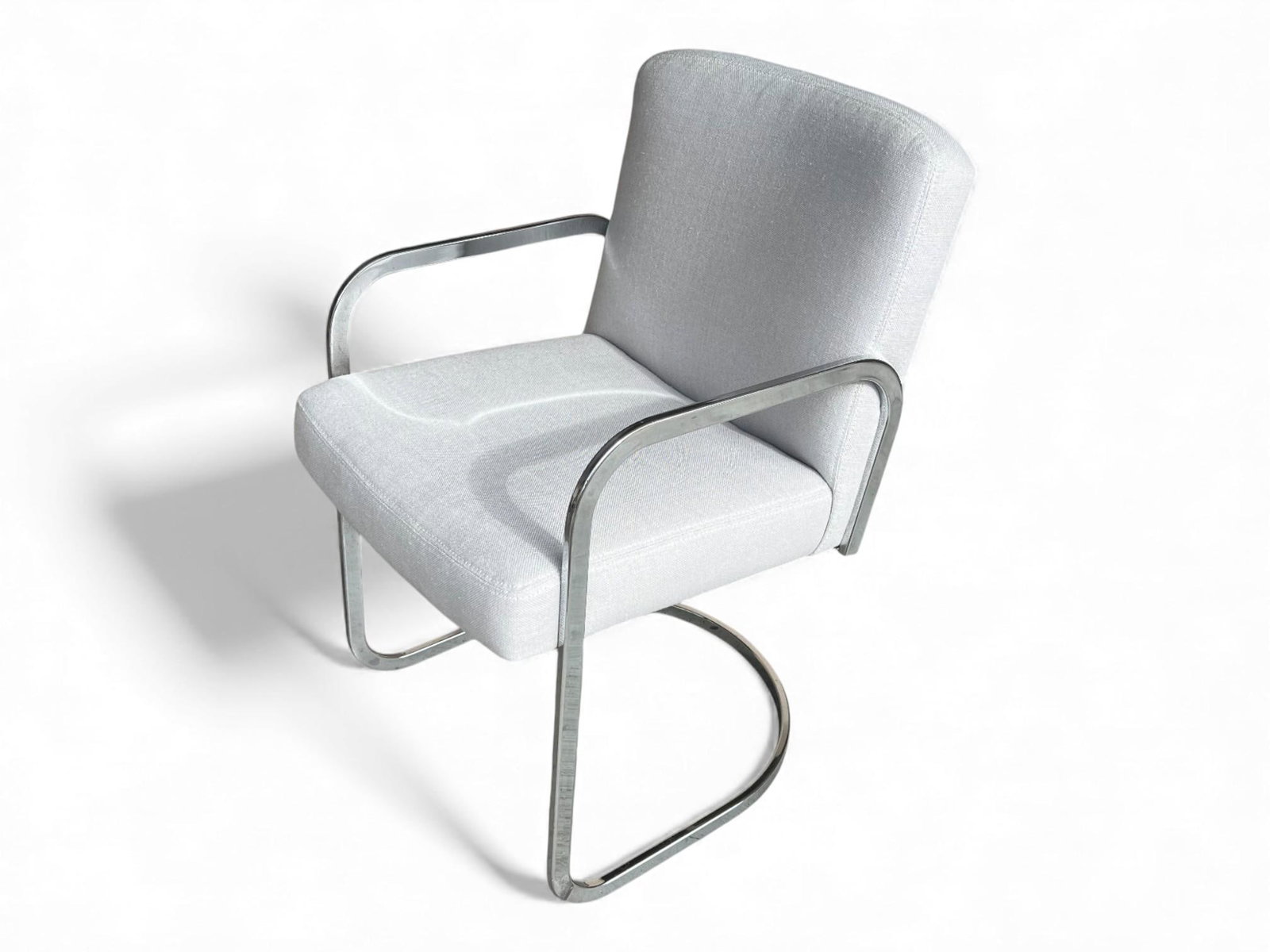 Set of 4 Modern 1960s Chrome Cantilever Dining Chairs in Oyster Upholstery – Fully Restored - 14