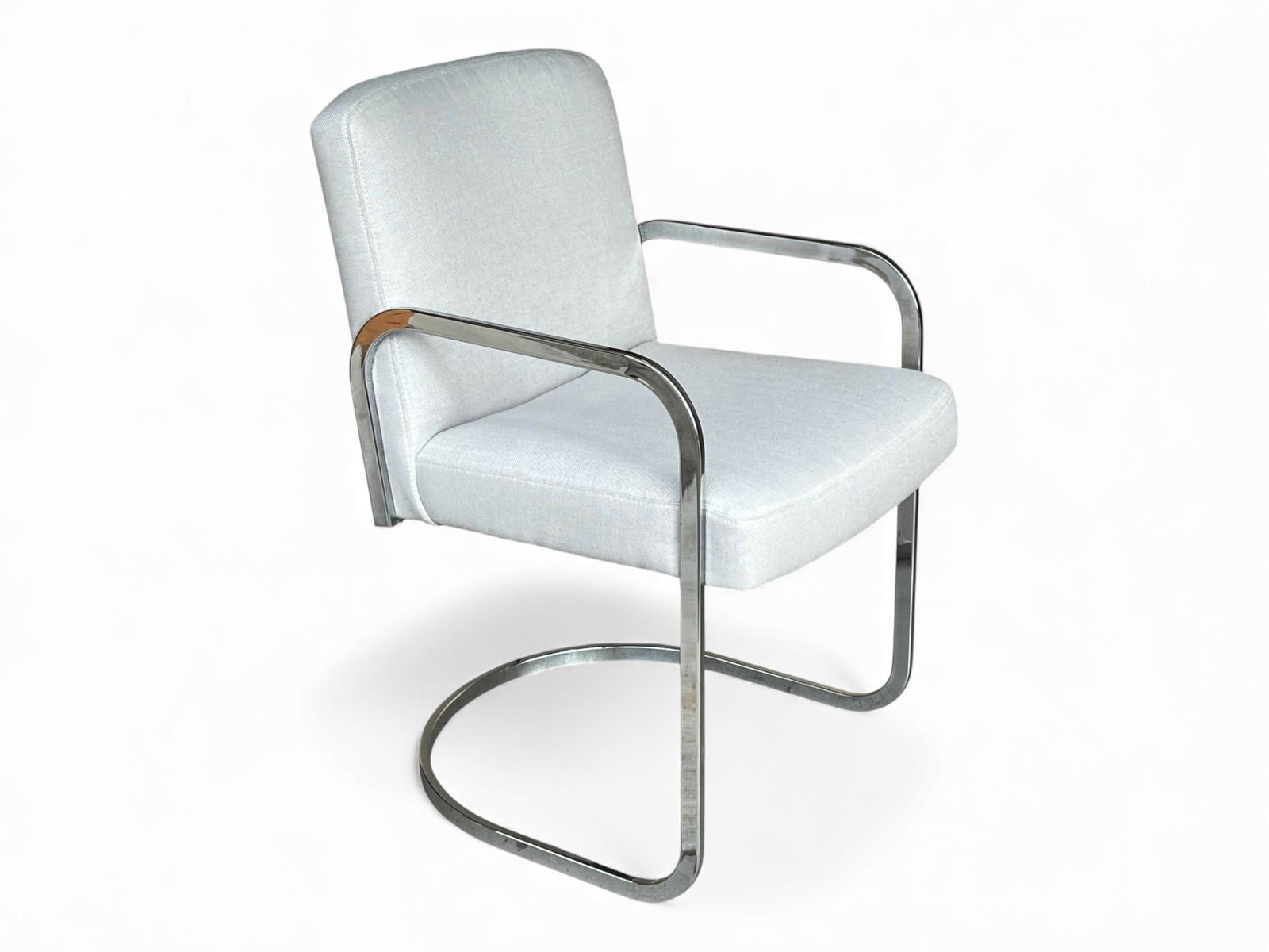 Set of 4 Modern 1960s Chrome Cantilever Dining Chairs in Oyster Upholstery – Fully Restored - 7