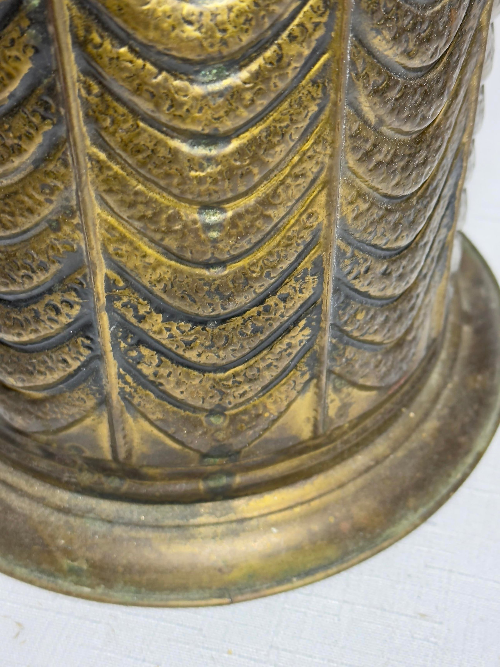 Vintage Neoclassical Style Embossed Brass Umbrella Stand - 4