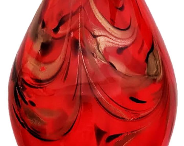 Vibrant Red Murano Style Hand Blown Art Glass Vases - A Pair - 4