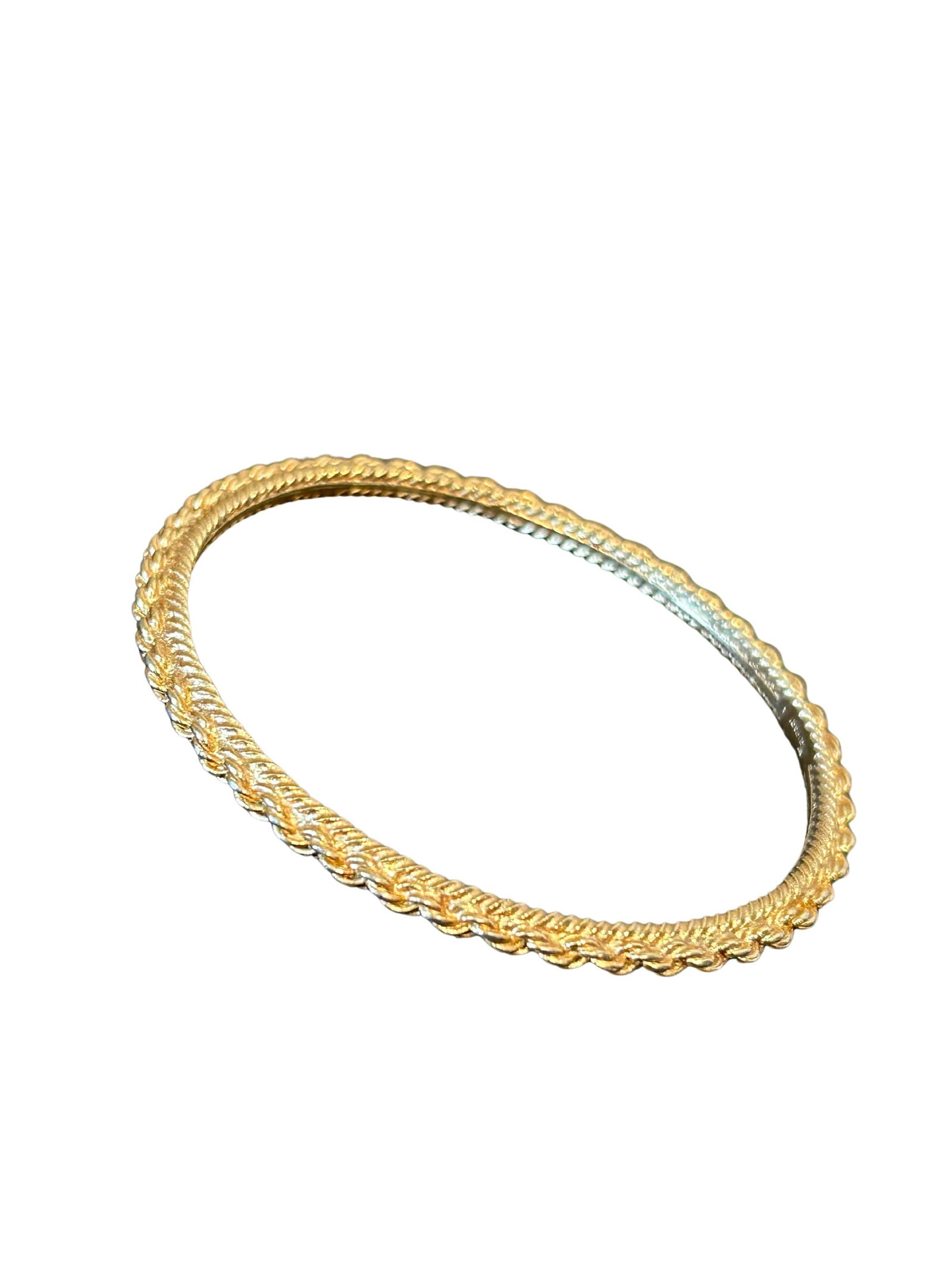 Vintage Crown Trifari Gold Braided Bangle Bracelet | Rope-Style Beaded Stacking Bracelet | Signed Tr - 2