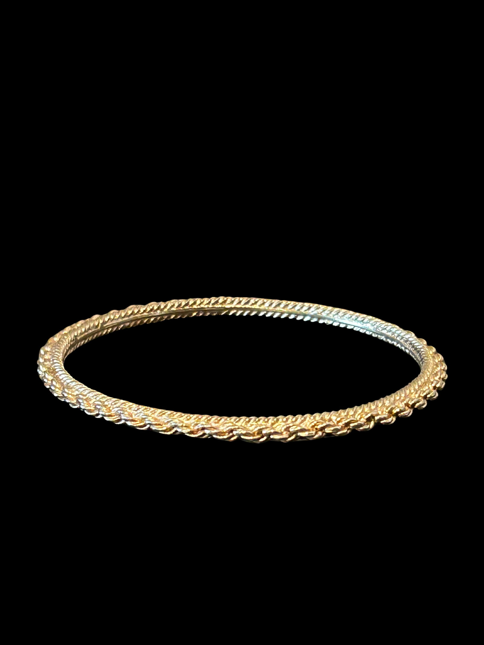 Vintage Crown Trifari Gold Braided Bangle Bracelet | Rope-Style Beaded Stacking Bracelet | Signed Tr - 3