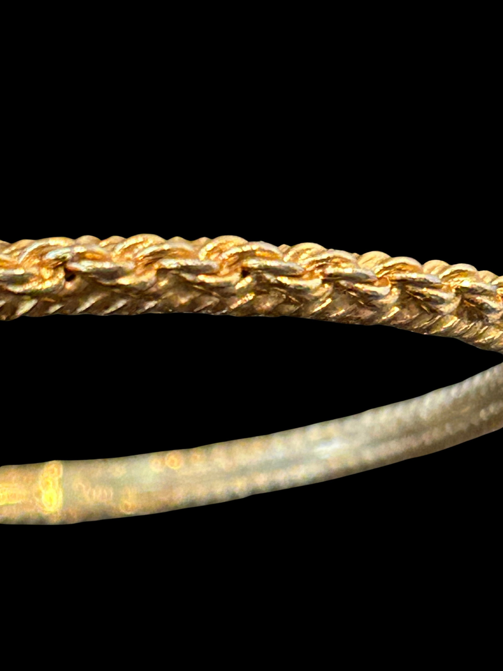 Vintage Crown Trifari Gold Braided Bangle Bracelet | Rope-Style Beaded Stacking Bracelet | Signed Tr - 7