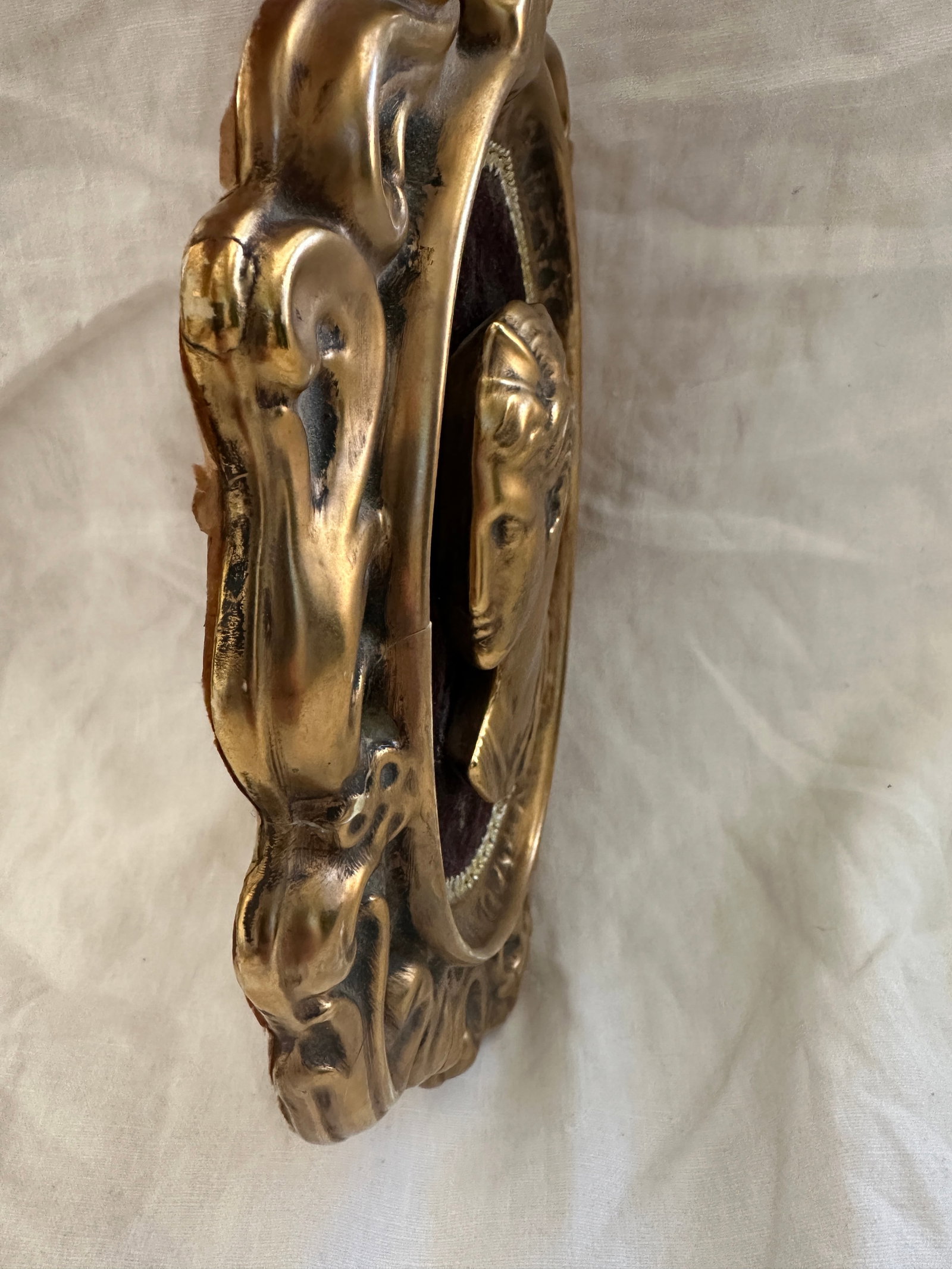 Vintage Gold Tin Cameo Framed Wall Art - 2