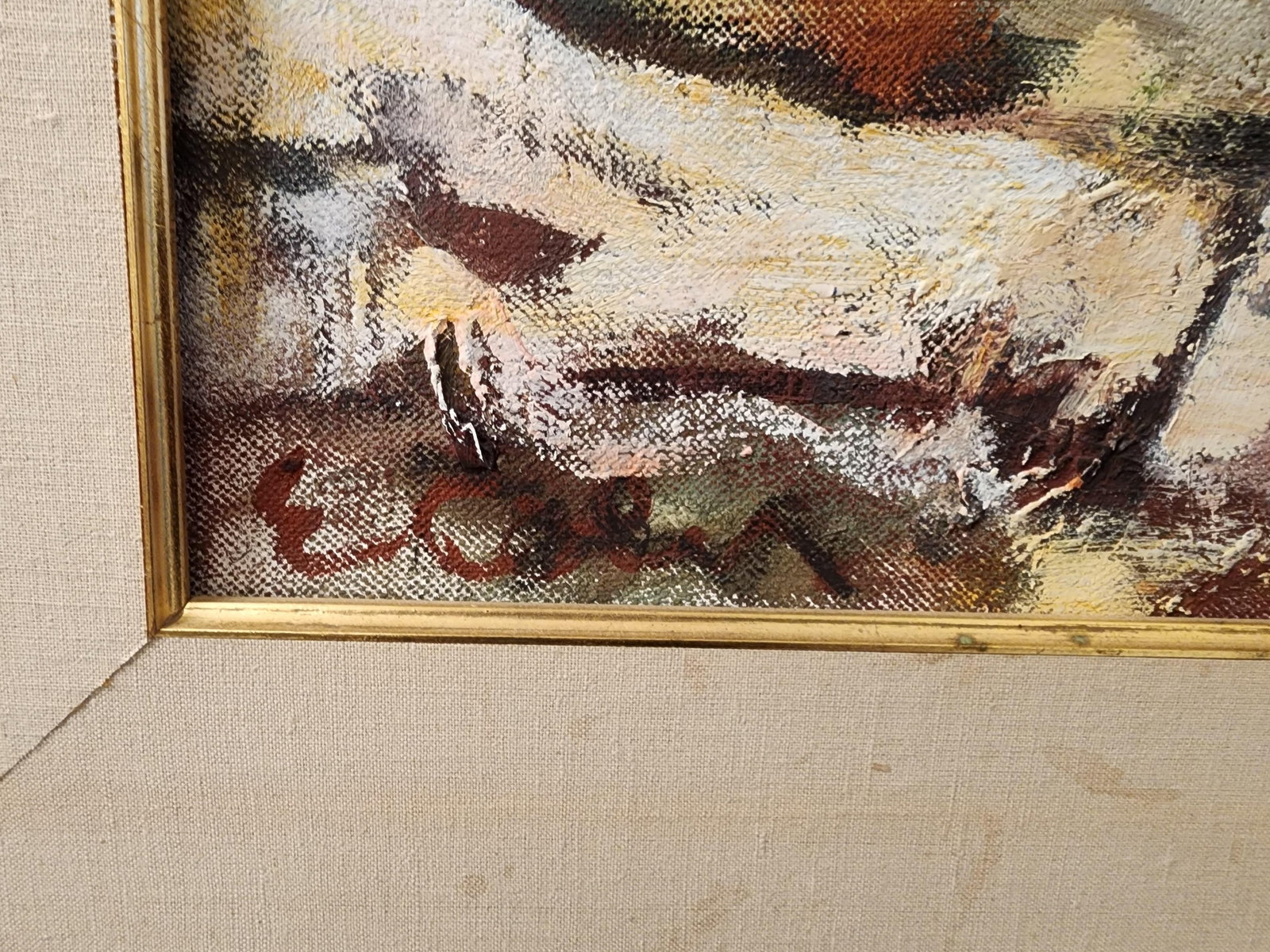 1940s Eleanor Coen Original Oil "Fields and Rocks" - 2