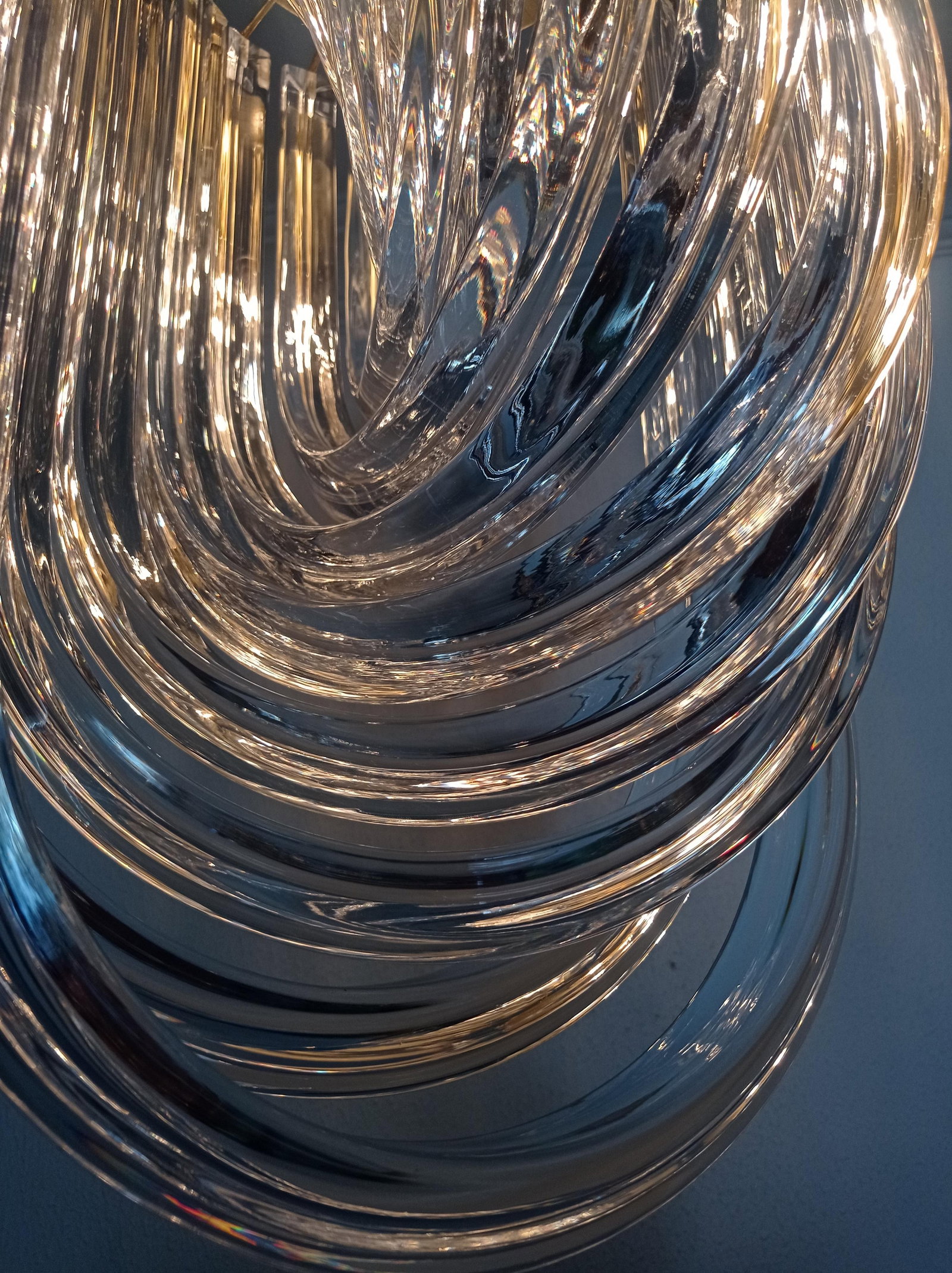 1970s Large Venini Italian Mid-Century Crystal Curly Chandelier - 12